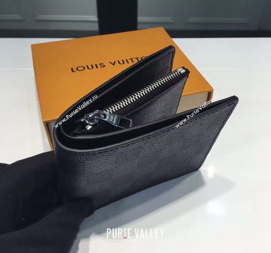 Louis Vuitton Amerigo Wallet N41635 Damier Graphite Canvas 2021 (KI-21101305)