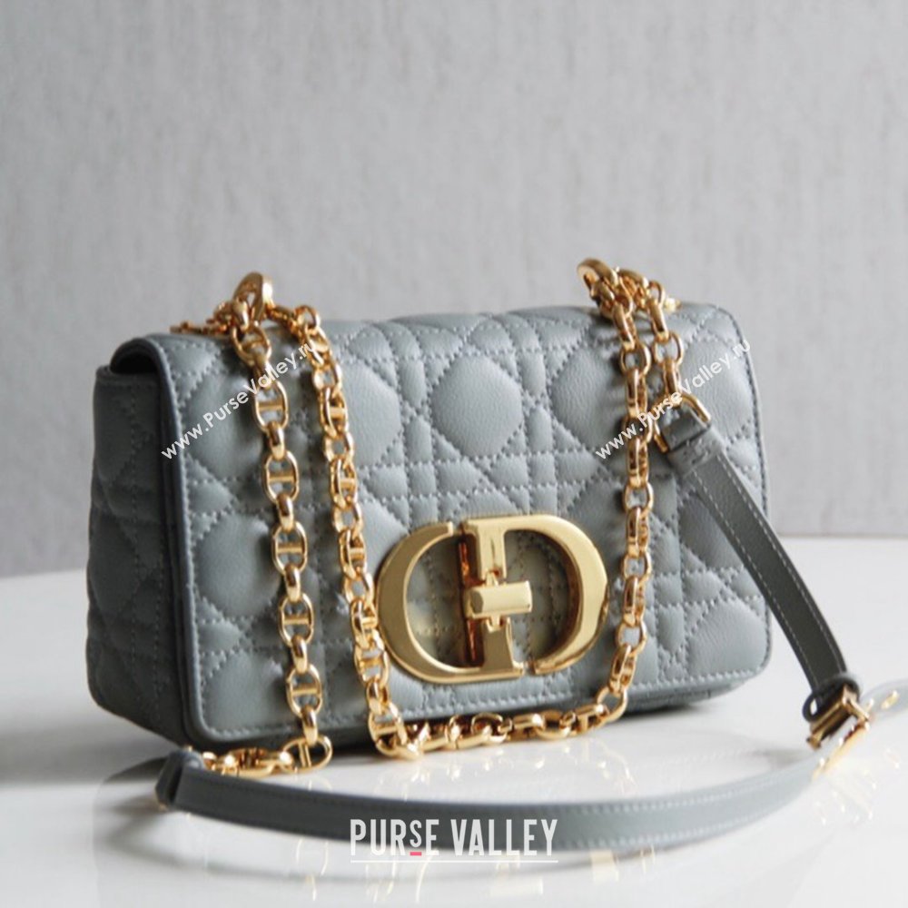 Dior Small Caro Chain Bag in Soft Cannage Calfskin Gray 2024 (DMZ-24052225)