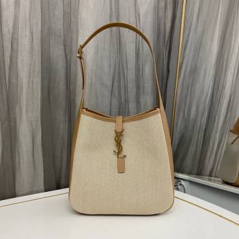 Saint Laurent LE 5 À 7 Soft Small Hobo Bag in Canvas and Leather 713938 Apricot 2023 (nana-231129052)