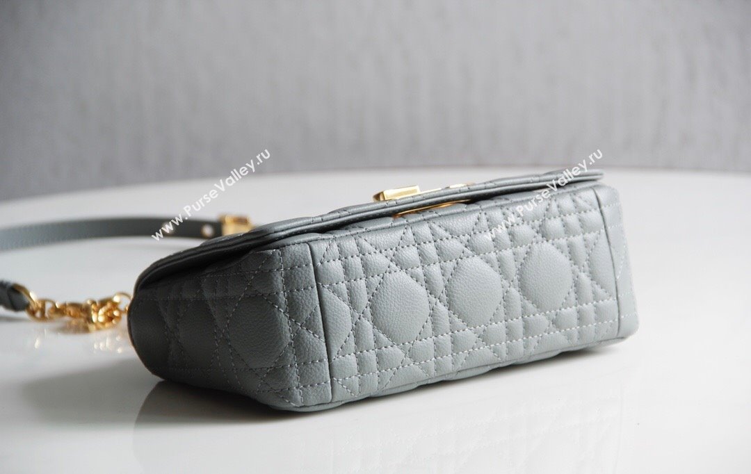 Dior Small Caro Chain Bag in Soft Cannage Calfskin Gray 2024 (DMZ-24052225)