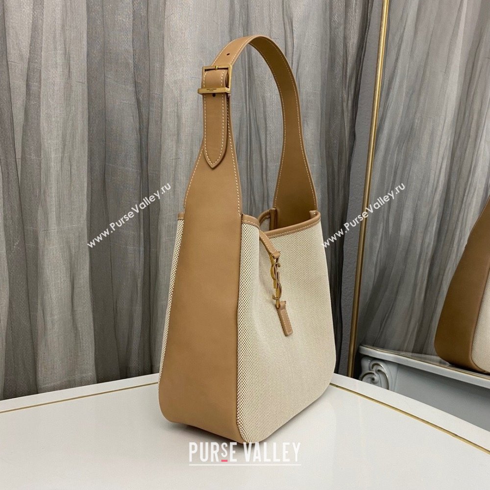 Saint Laurent LE 5 À 7 Soft Small Hobo Bag in Canvas and Leather 713938 Apricot 2023 (nana-231129052)