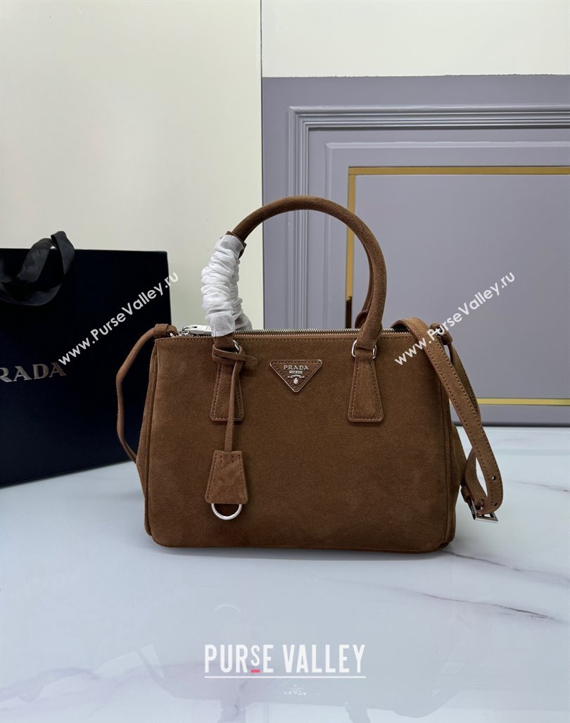 Prada Galleria Suede Medium Bag 1BA863 Cocoa Brown 2024 (YZ-240921050)