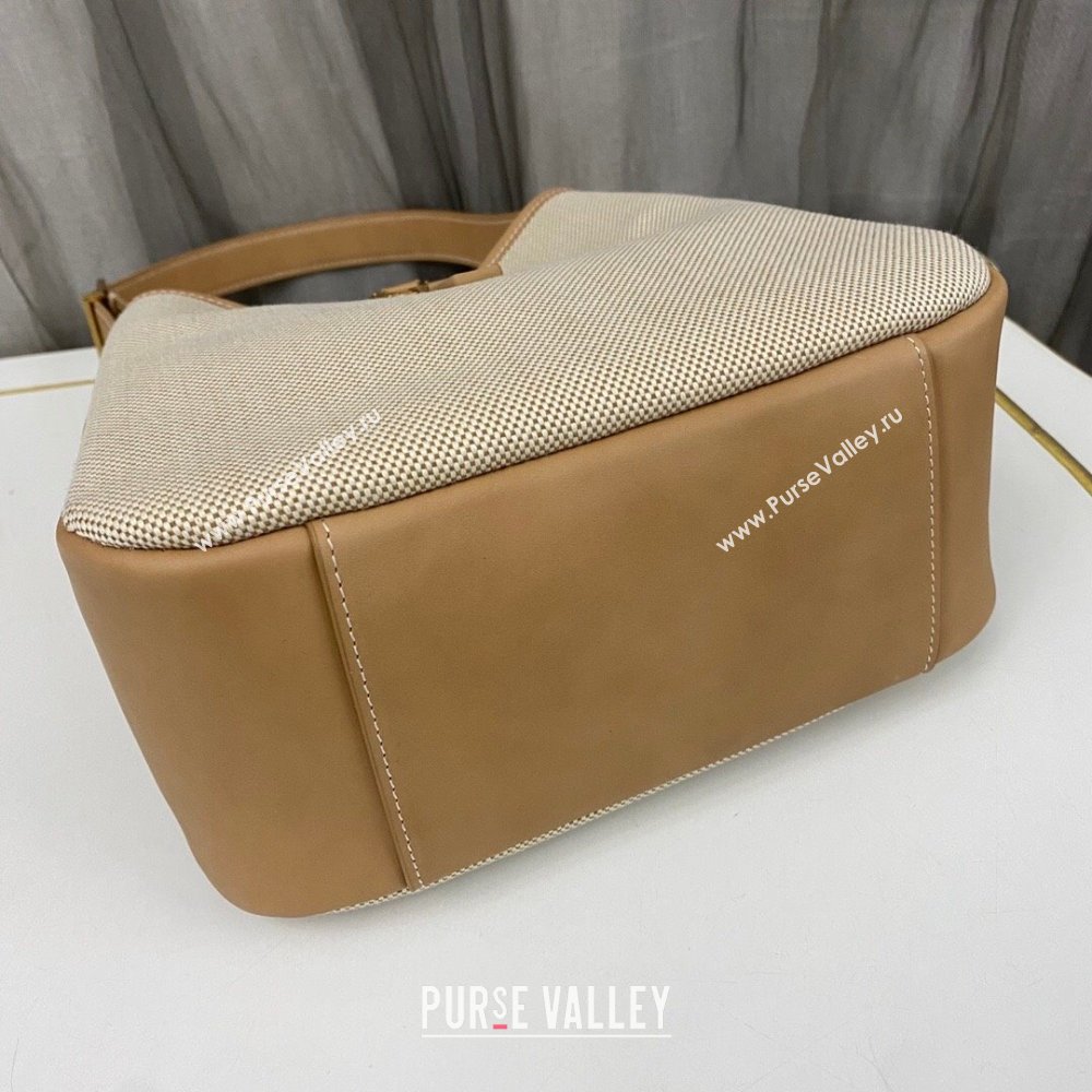 Saint Laurent LE 5 À 7 Soft Small Hobo Bag in Canvas and Leather 713938 Apricot 2023 (nana-231129052)