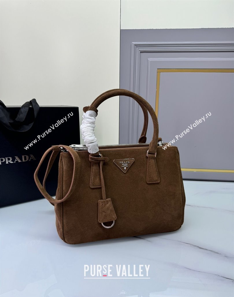 Prada Galleria Suede Medium Bag 1BA863 Cocoa Brown 2024 (YZ-240921050)