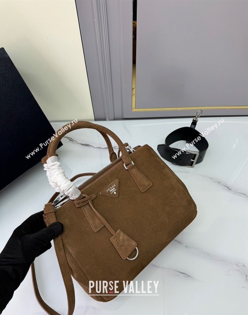 Prada Galleria Suede Medium Bag 1BA863 Cocoa Brown 2024 (YZ-240921050)