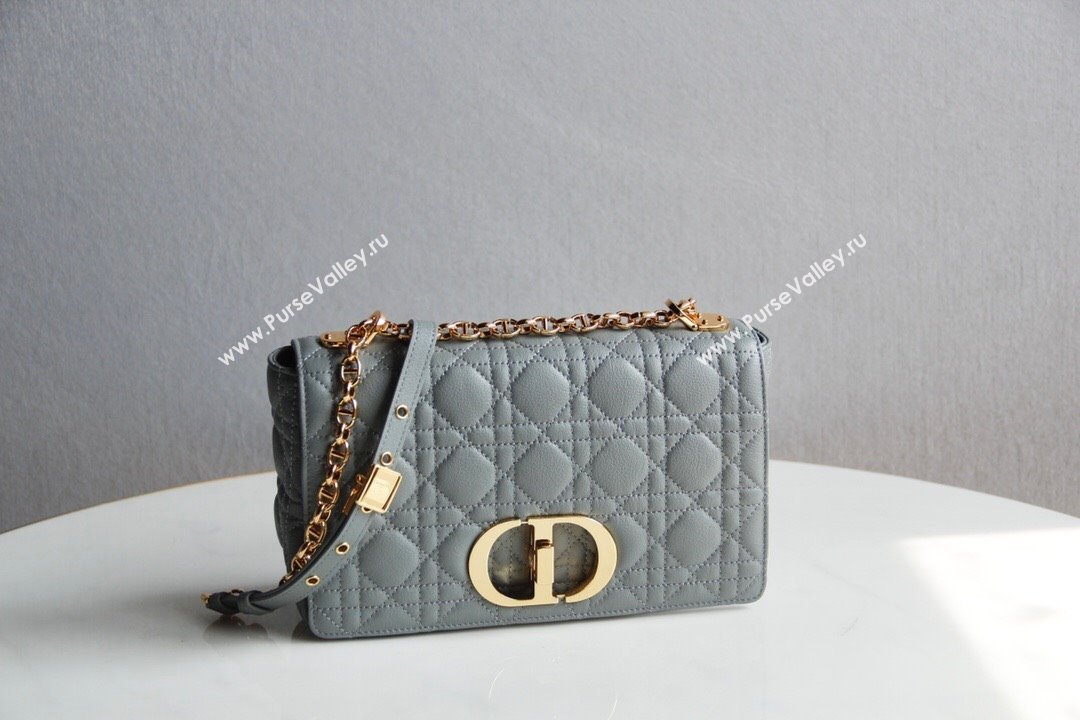 Dior Medium Caro Chain Bag in Soft Cannage Calfskin Gray 2024 (DMZ-24052226)