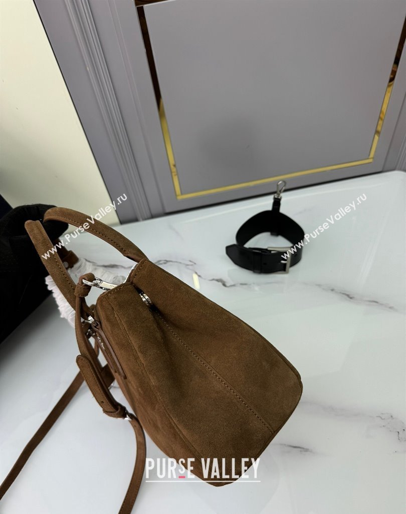 Prada Galleria Suede Medium Bag 1BA863 Cocoa Brown 2024 (YZ-240921050)