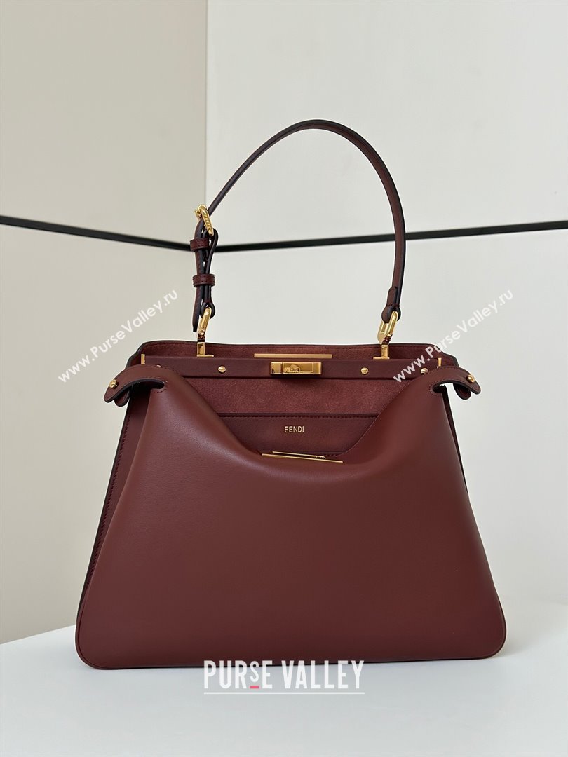 Fendi Peekaboo Soft Medium Bag in Cappuccino-coloured Leather Bag 80172 Red 2024 Top (CL-24101903)