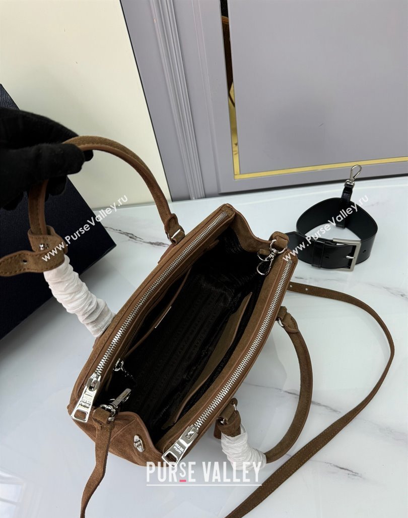 Prada Galleria Suede Medium Bag 1BA863 Cocoa Brown 2024 (YZ-240921050)