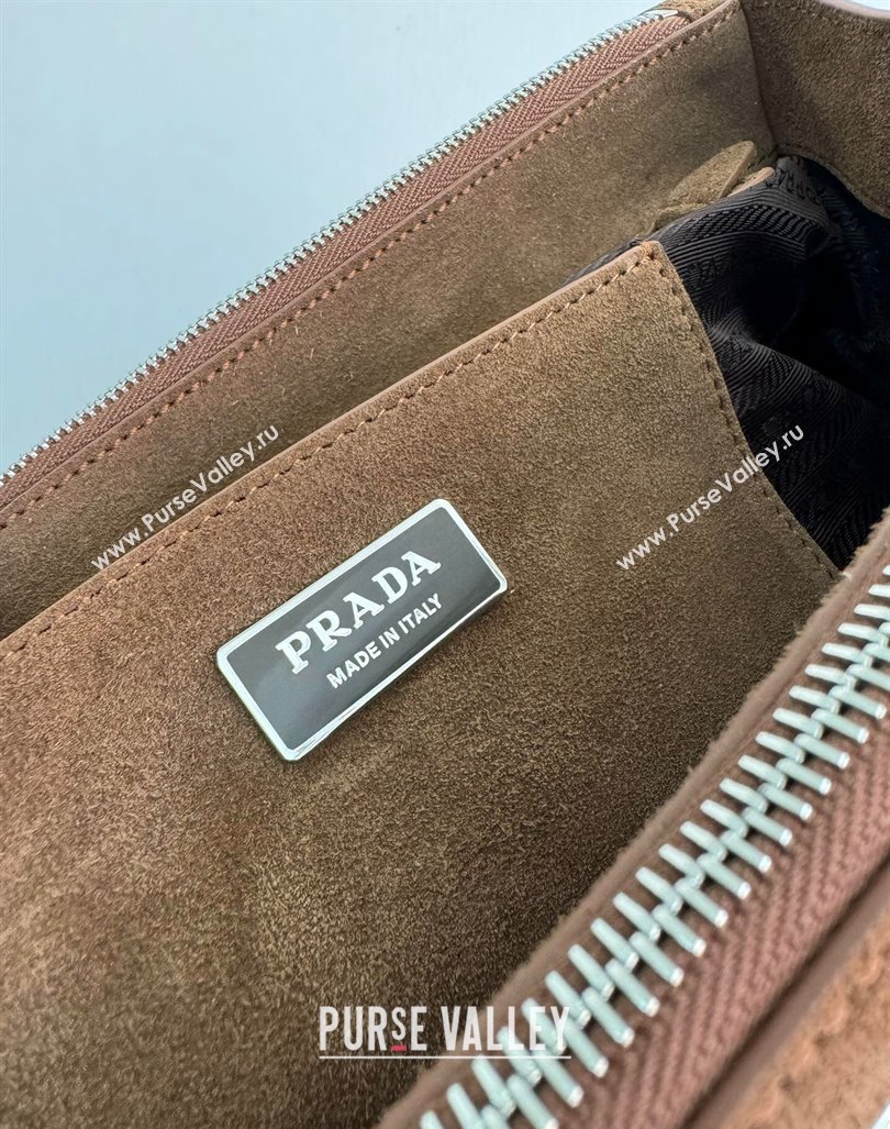 Prada Galleria Suede Medium Bag 1BA863 Cocoa Brown 2024 (YZ-240921050)