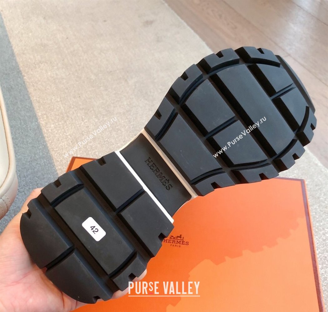 Hermes Mens Just Sneakers in Leather and Printed Fabric Black 2025 0226 (XC-250226004)