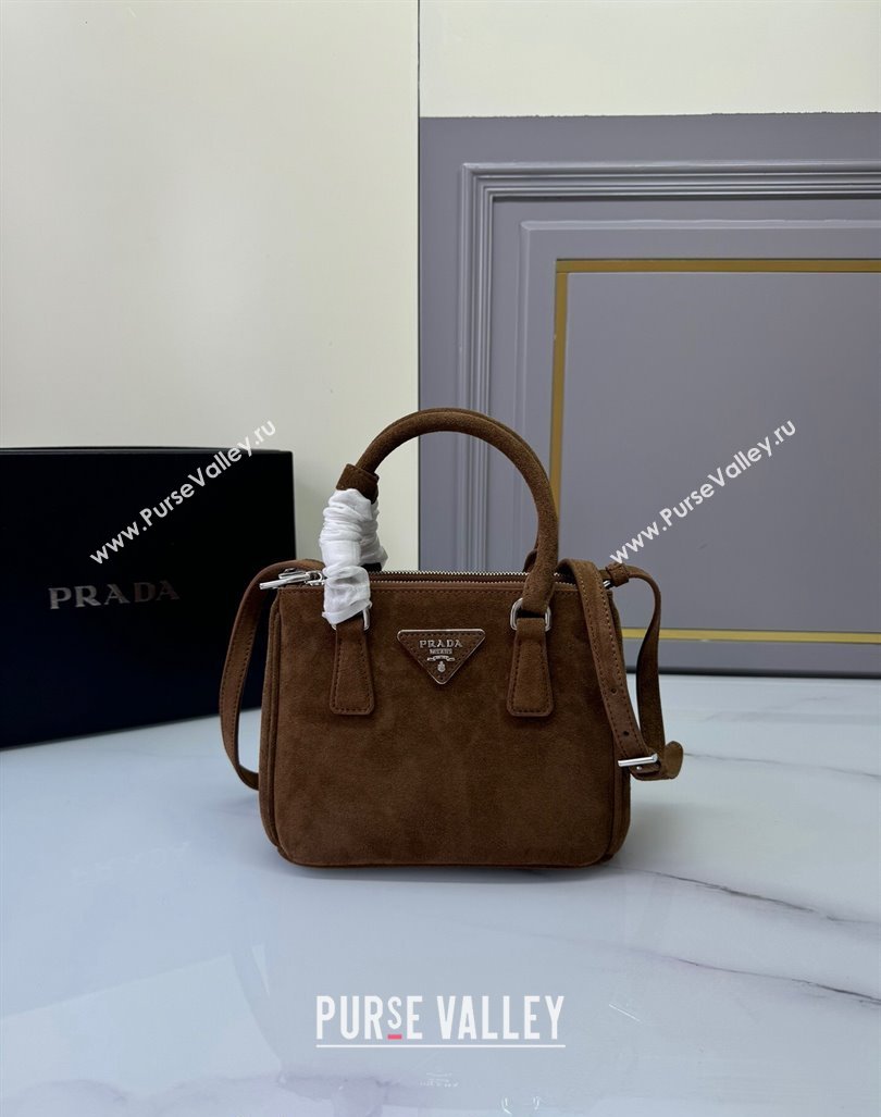 Prada Galleria Suede Micro Bag 1BA906 Cocoa Brown 2024 (YZ-240921051)