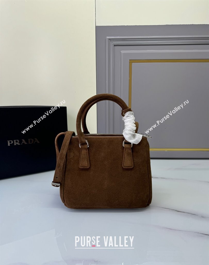 Prada Galleria Suede Micro Bag 1BA906 Cocoa Brown 2024 (YZ-240921051)