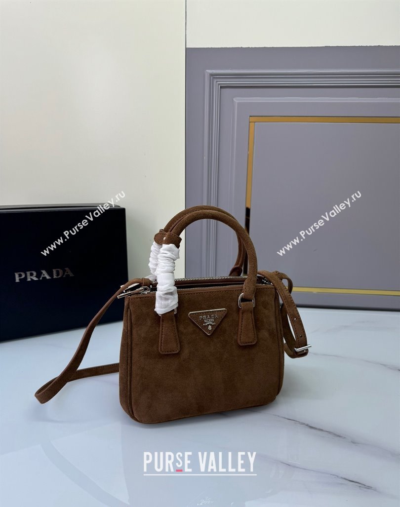 Prada Galleria Suede Micro Bag 1BA906 Cocoa Brown 2024 (YZ-240921051)