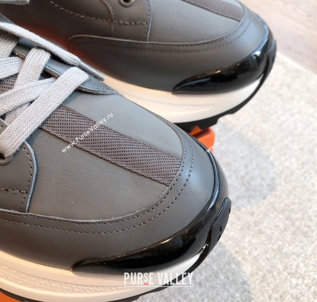 Hermes Mens Just Sneakers in Leather and Fabric Dark Grey 2025 0226 (XC-250226005)