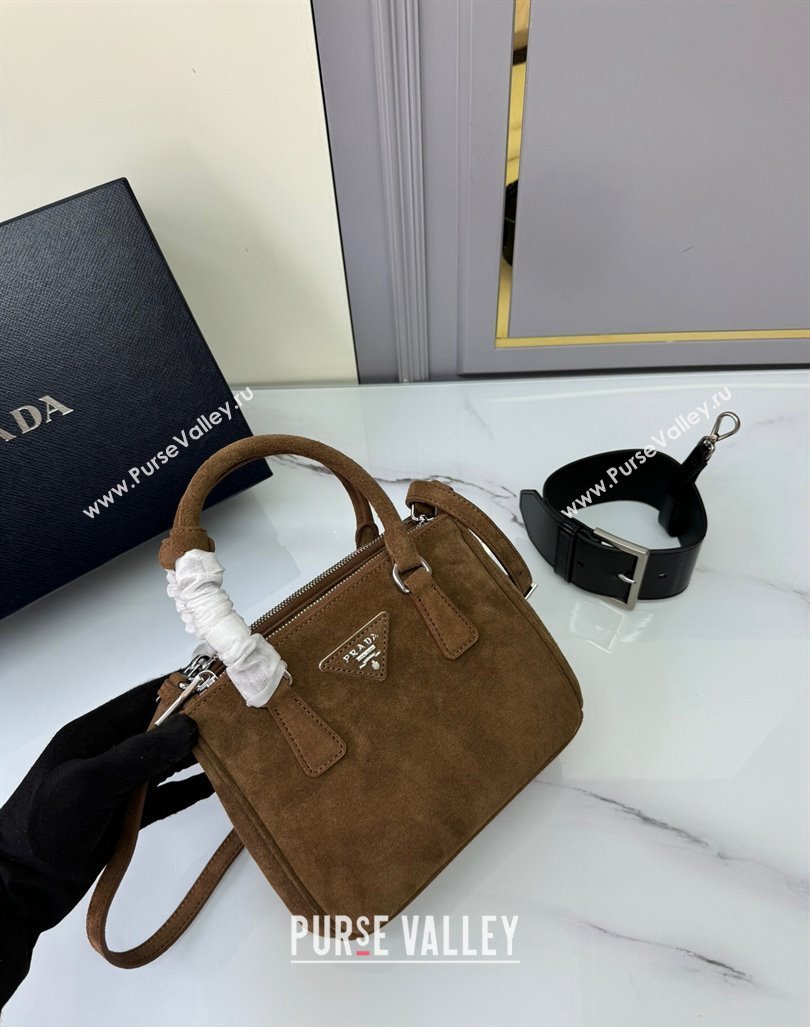 Prada Galleria Suede Micro Bag 1BA906 Cocoa Brown 2024 (YZ-240921051)