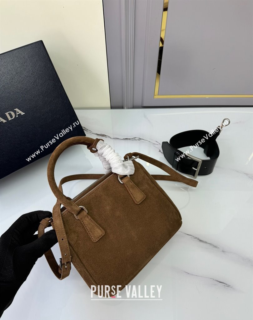 Prada Galleria Suede Micro Bag 1BA906 Cocoa Brown 2024 (YZ-240921051)