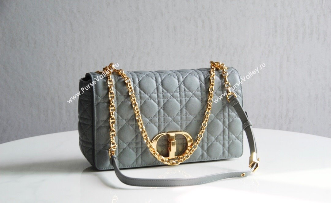 Dior Large Caro Chain Bag in Soft Cannage Calfskin Gray 2024 (DMZ-24052227)