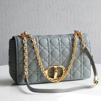 Dior Large Caro Chain Bag in Soft Cannage Calfskin Gray 2024 (DMZ-24052227)