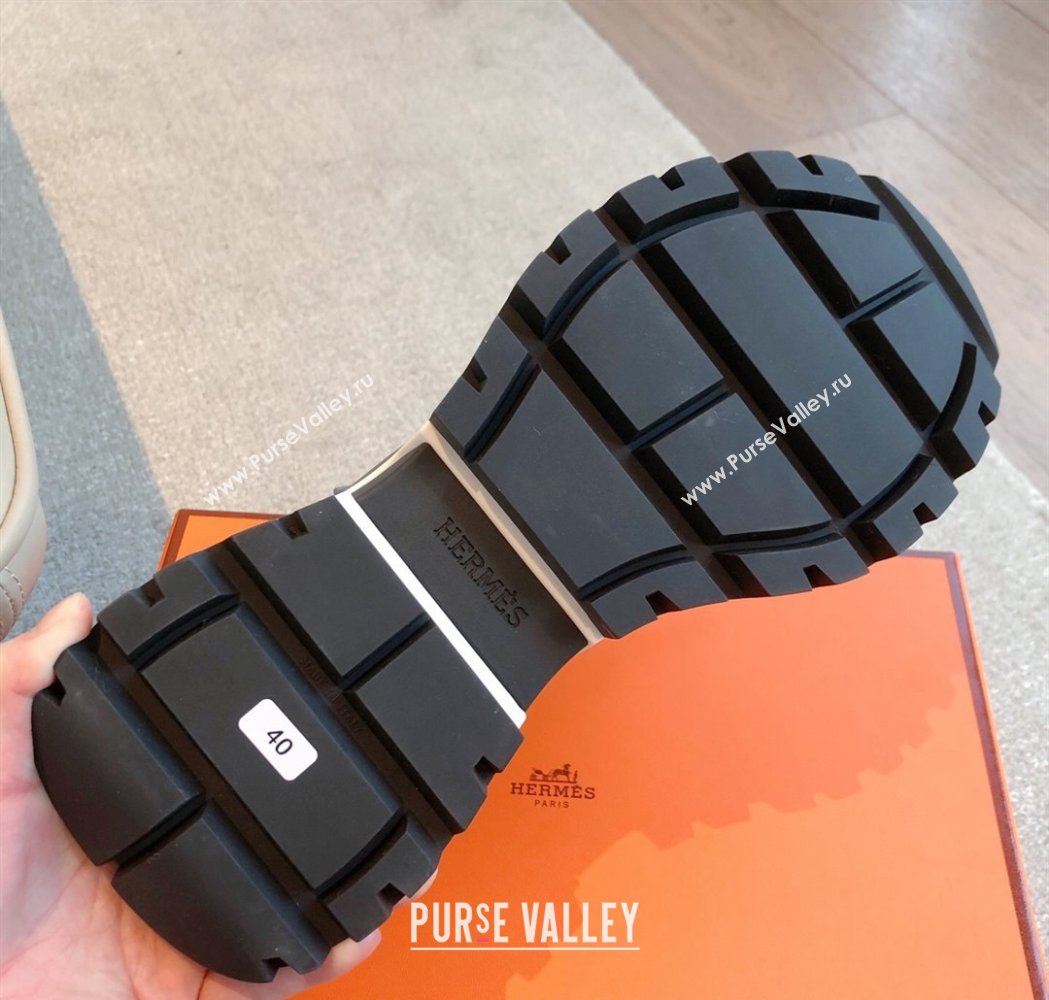 Hermes Mens Just Sneakers in Leather and Fabric Dark Grey 2025 0226 (XC-250226005)