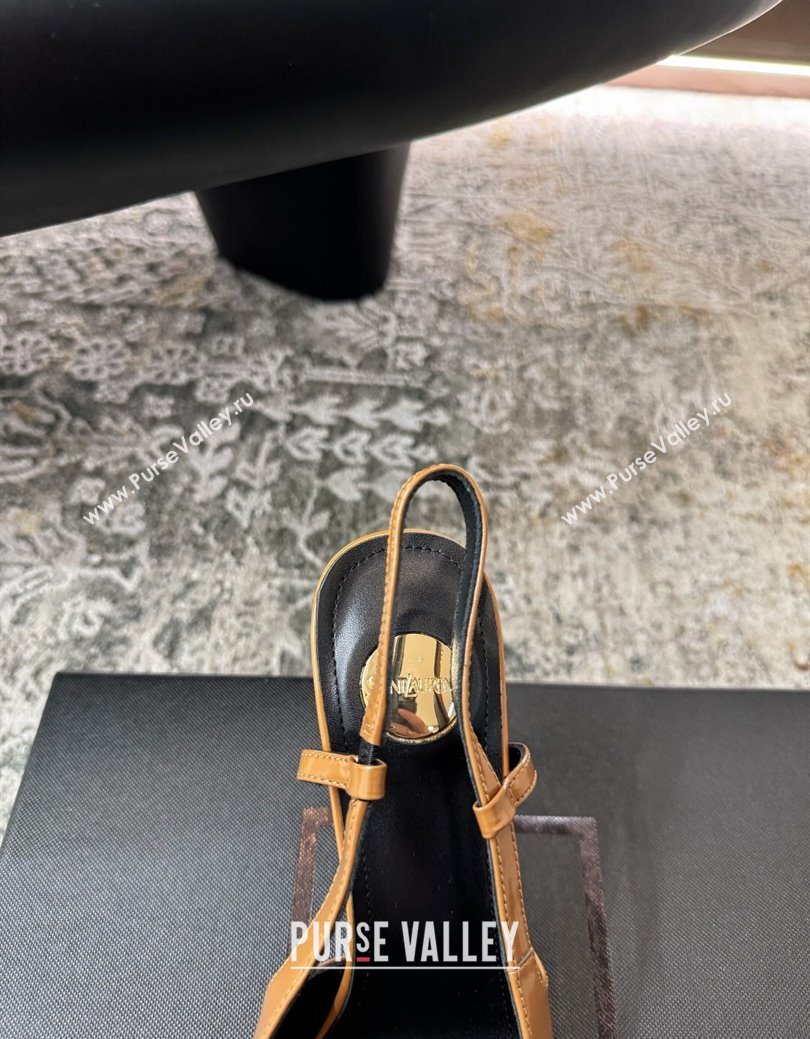 Saint Laurent Slingback Pumps 10.5cm in Shiny Leather Orange/Silver 2025 1028 (MD-251028100)