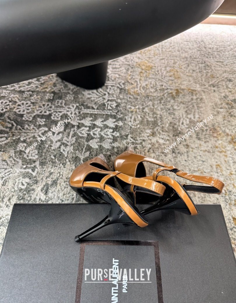 Saint Laurent Slingback Pumps 10.5cm in Shiny Leather Orange/Silver 2025 1028 (MD-251028100)