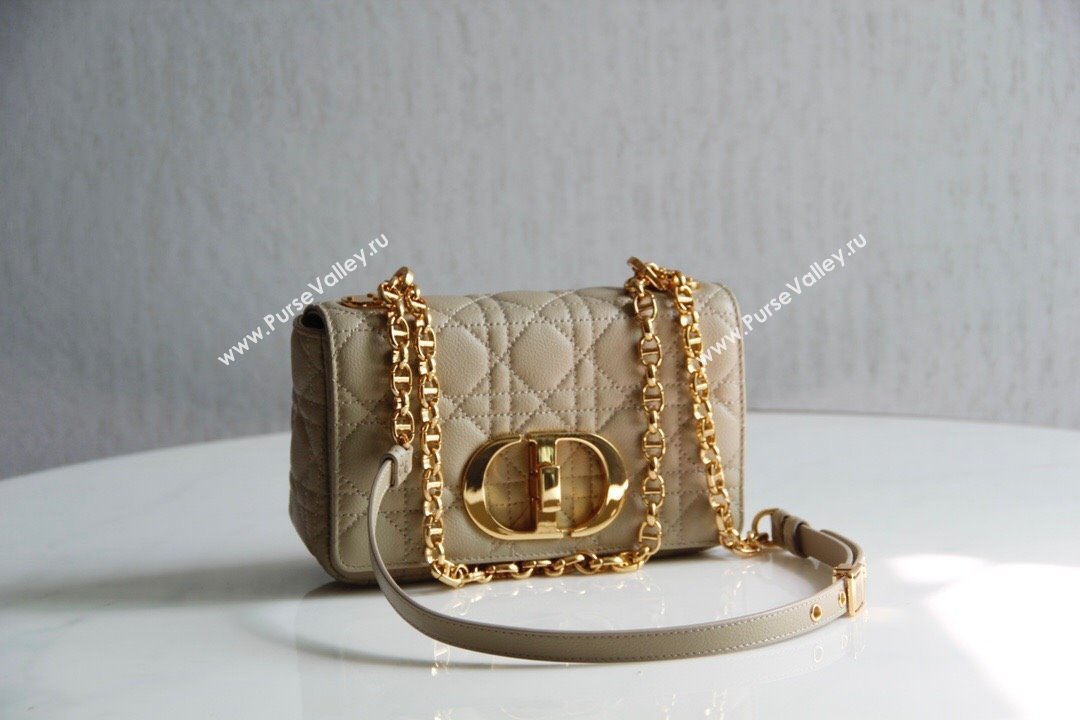 Dior Small Caro Chain Bag in Soft Cannage Calfskin Beige 2024 (DMZ-24052201)