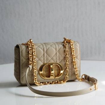 Dior Small Caro Chain Bag in Soft Cannage Calfskin Beige 2024 (DMZ-24052201)
