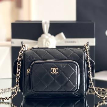 Chanel Small Camera Case Bag in Shiny Crumpled Lambskin AS5220 Black 2024 Top Quality (MHE-24110110)