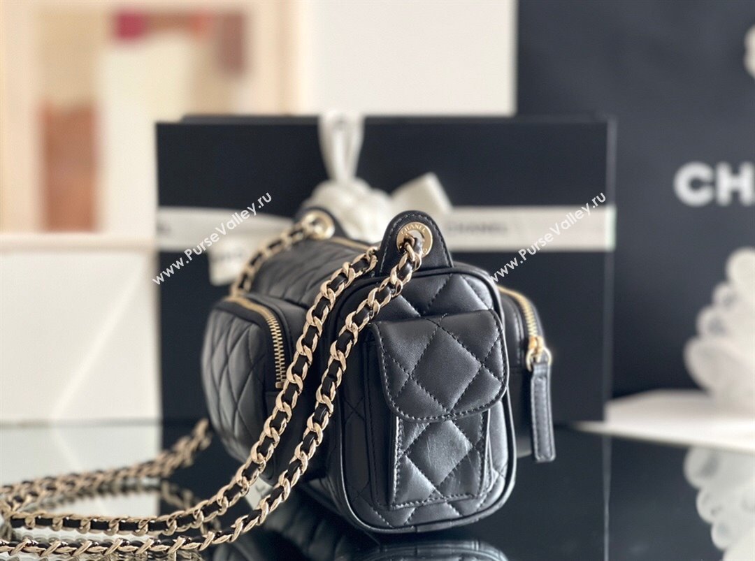 Chanel Small Camera Case Bag in Shiny Crumpled Lambskin AS5220 Black 2024 Top Quality (MHE-24110110)