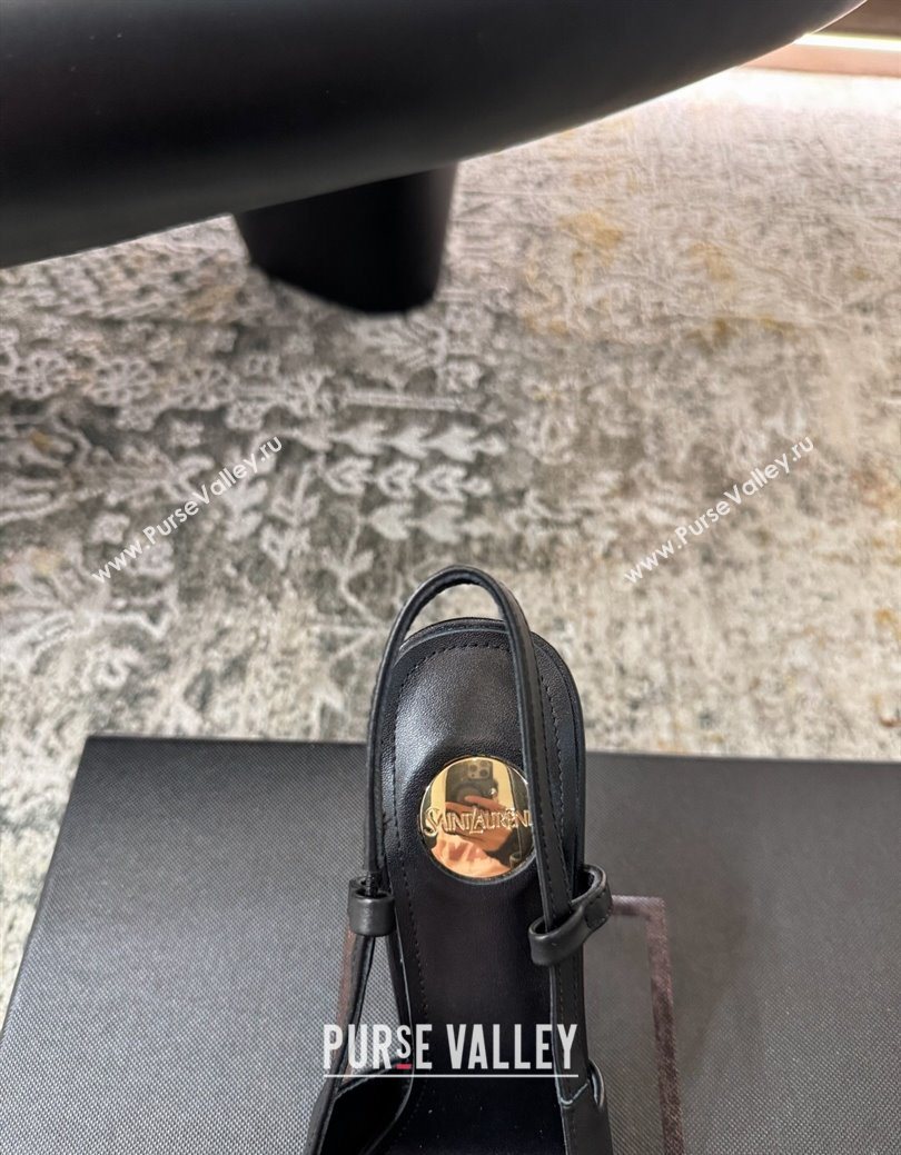 Saint Laurent Slingback Pumps 10.5cm in Calf Leather Black/Silver 2025 1028 (MD-251028101)
