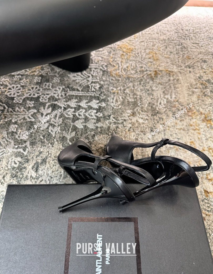 Saint Laurent Slingback Pumps 10.5cm in Calf Leather Black/Silver 2025 1028 (MD-251028101)