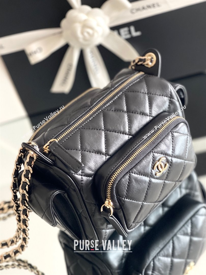 Chanel Small Camera Case Bag in Shiny Crumpled Lambskin AS5220 Black 2024 Top Quality (MHE-24110110)