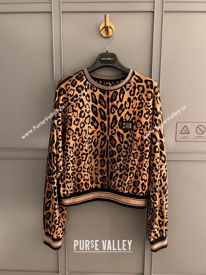 Dolce Gabbana Leopard Cotton Sweatershirt DG032708 2024 (Q-24032708)