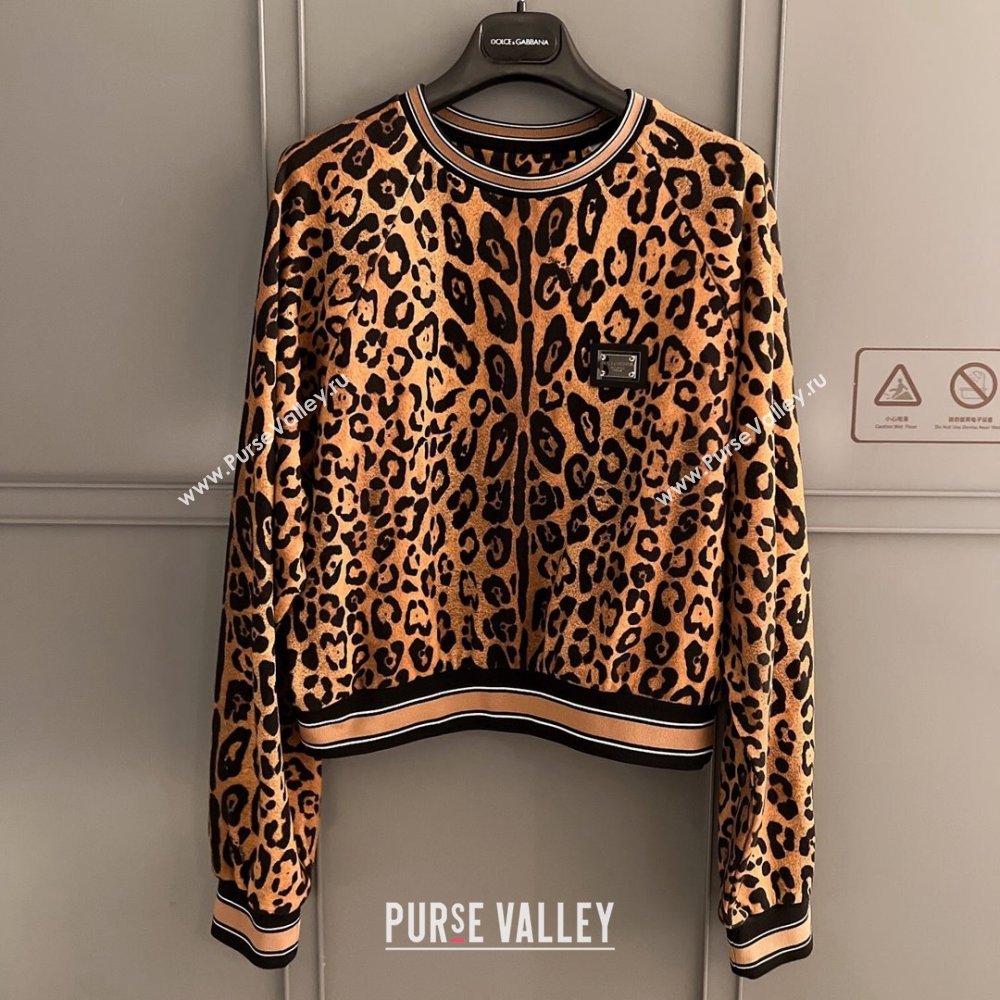 Dolce Gabbana Leopard Cotton Sweatershirt DG032708 2024 (Q-24032708)