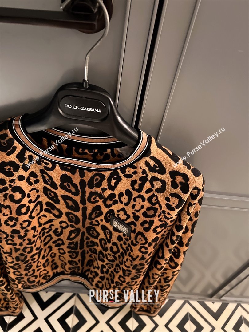 Dolce Gabbana Leopard Cotton Sweatershirt DG032708 2024 (Q-24032708)