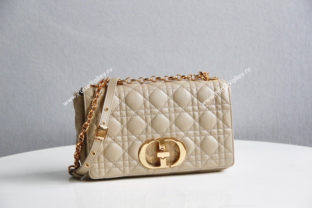 Dior Medium Caro Chain Bag in Soft Cannage Calfskin Beige 2024 (DMZ-24052202)