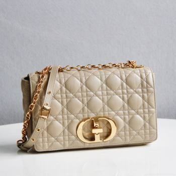 Dior Medium Caro Chain Bag in Soft Cannage Calfskin Beige 2024 (DMZ-24052202)