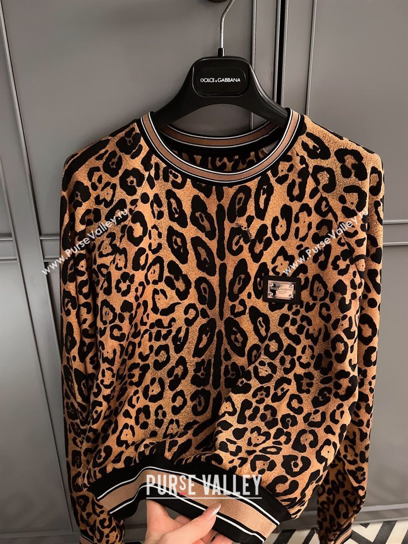 Dolce Gabbana Leopard Cotton Sweatershirt DG032708 2024 (Q-24032708)