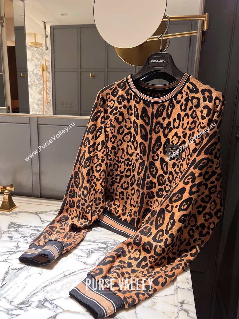 Dolce Gabbana Leopard Cotton Sweatershirt DG032708 2024 (Q-24032708)