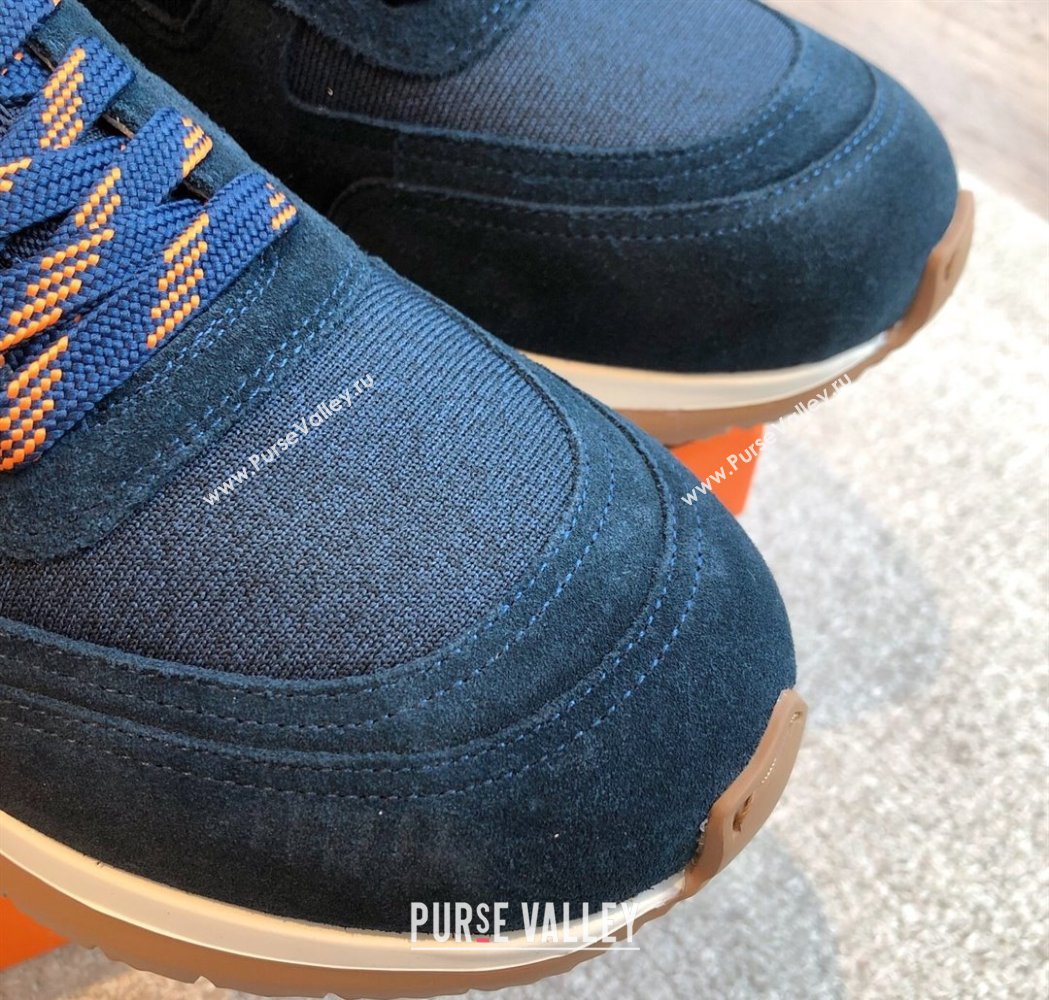 Hermes Jimmy Sneakers in Leather and Mesh Dark Blue 2025 0226 (XC-250226008)