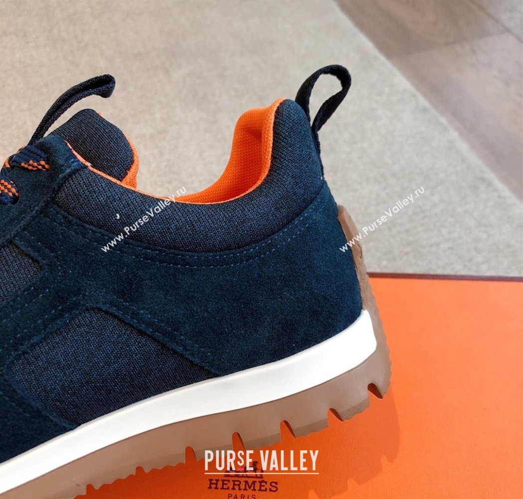 Hermes Jimmy Sneakers in Leather and Mesh Dark Blue 2025 0226 (XC-250226008)
