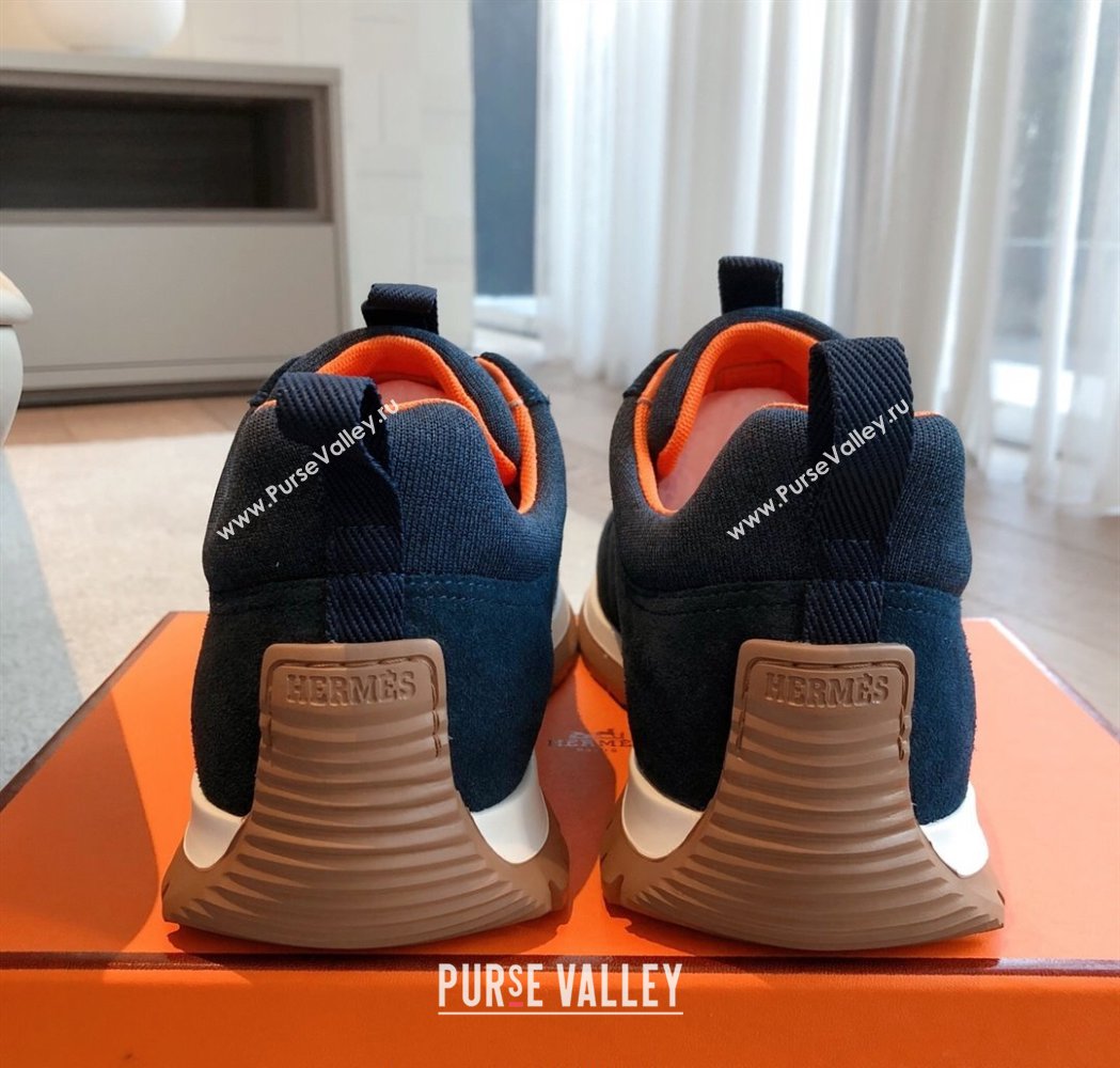 Hermes Jimmy Sneakers in Leather and Mesh Dark Blue 2025 0226 (XC-250226008)