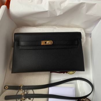 Hermes Kelly Elan Bag in Madame Leather Black/Gold 2024(Half Handmade) (JIMMY-24022201)