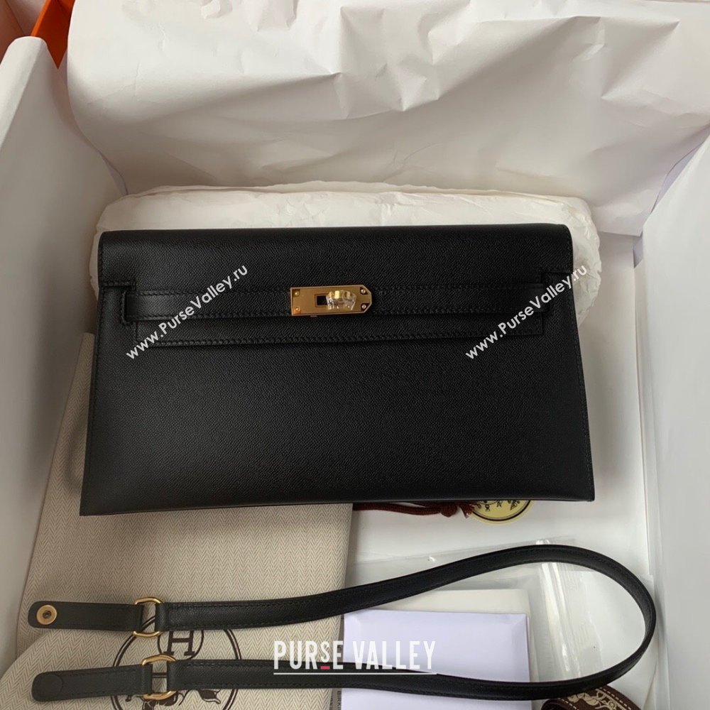 Hermes Kelly Elan Bag in Madame Leather Black/Gold 2024(Half Handmade) (JIMMY-24022201)