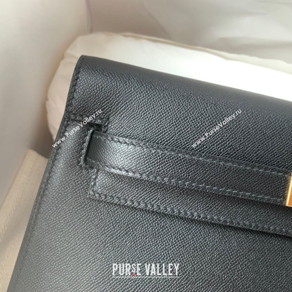 Hermes Kelly Elan Bag in Madame Leather Black/Gold 2024(Half Handmade) (JIMMY-24022201)