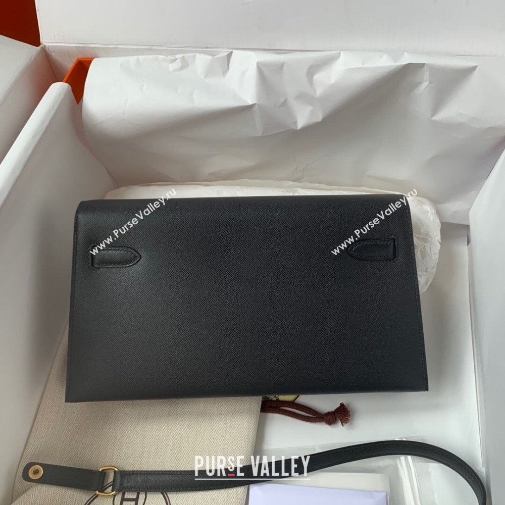 Hermes Kelly Elan Bag in Madame Leather Black/Gold 2024(Half Handmade) (JIMMY-24022201)