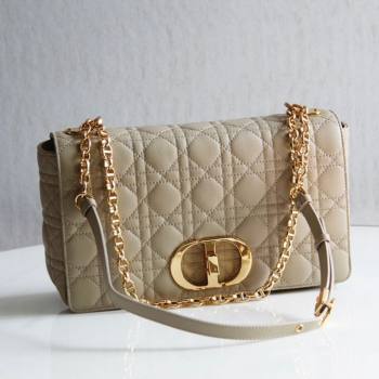 Dior Large Caro Chain Bag in Soft Cannage Calfskin Beige 2024 (DMZ-24052203)