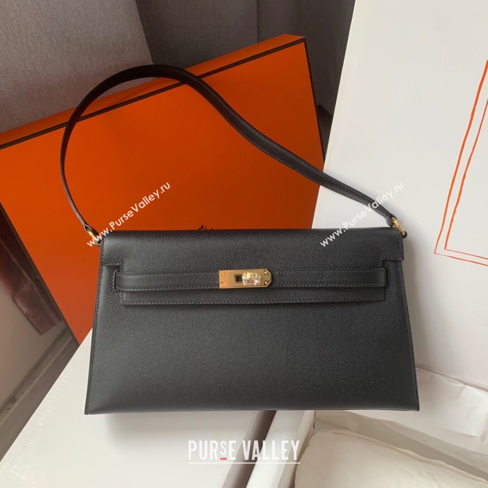 Hermes Kelly Elan Bag in Madame Leather Black/Gold 2024(Half Handmade) (JIMMY-24022201)