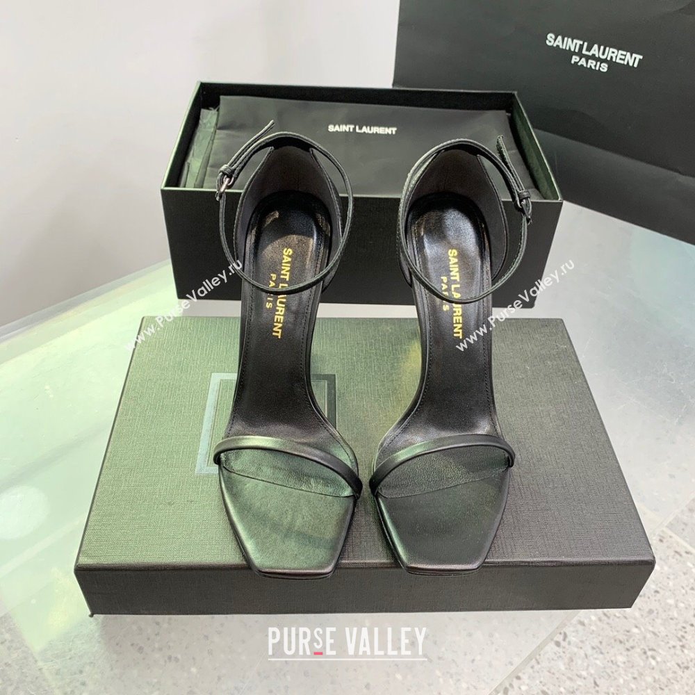 Saint Laurent Opyum Sandals in Smooth Calfskin Black/Gold 2023 (KE-23110631)